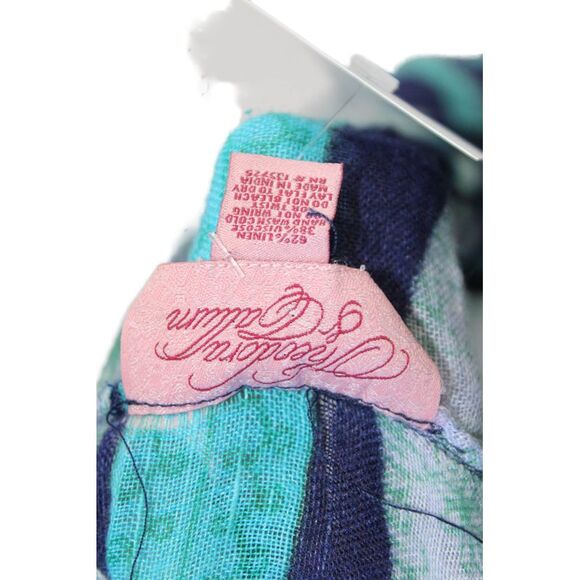 Theodora & Callum Womens Linen Geometric Print Tunic Sheer Cover-Up Blue Size M - Picture 4 of 4